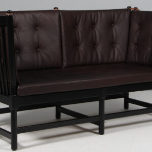 Børge Mogensen Tremmesofa sortlakeret stel og anilin læder. Model 1789