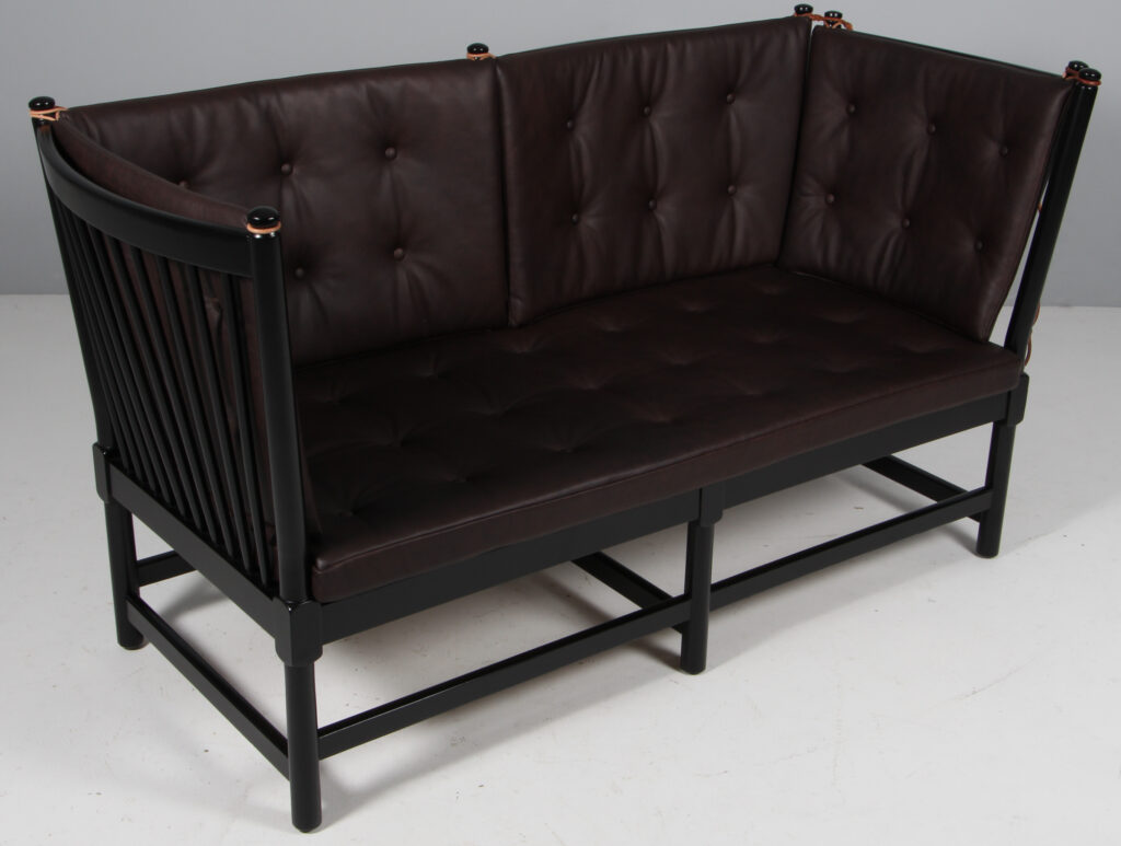 Børge Mogensen Tremmesofa sortlakeret stel og anilin læder. Model 1789 - Billede 2