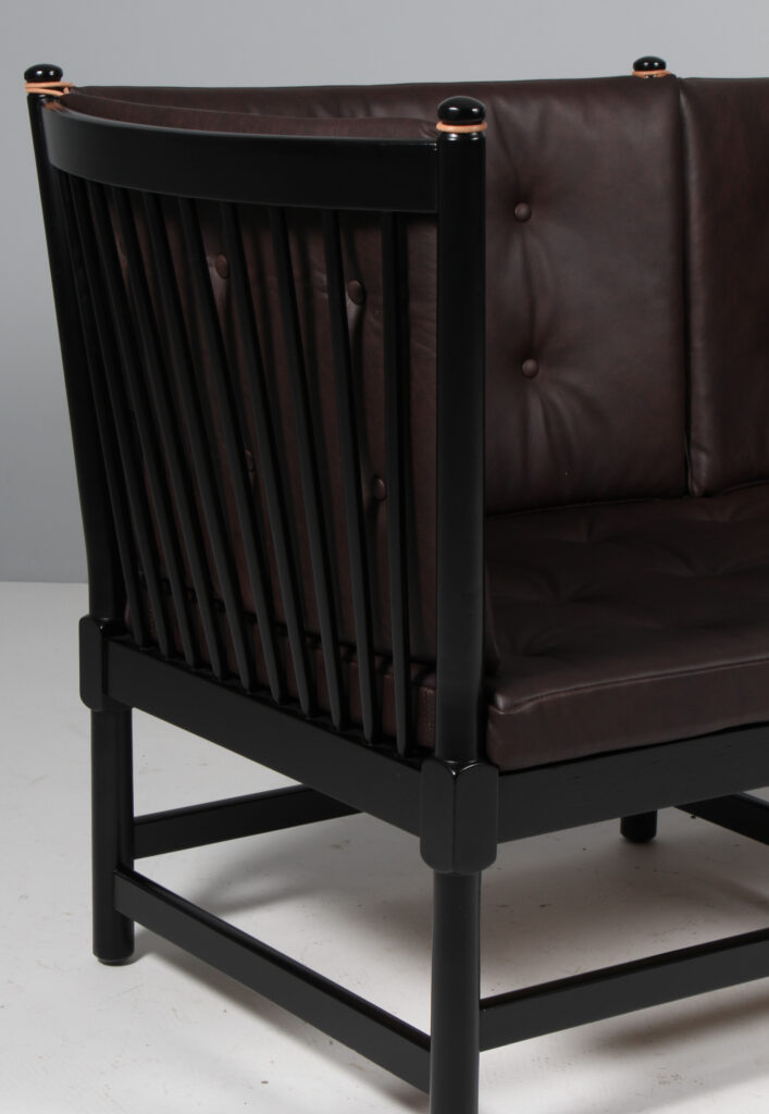 Børge Mogensen Tremmesofa sortlakeret stel og anilin læder. Model 1789 - Billede 6