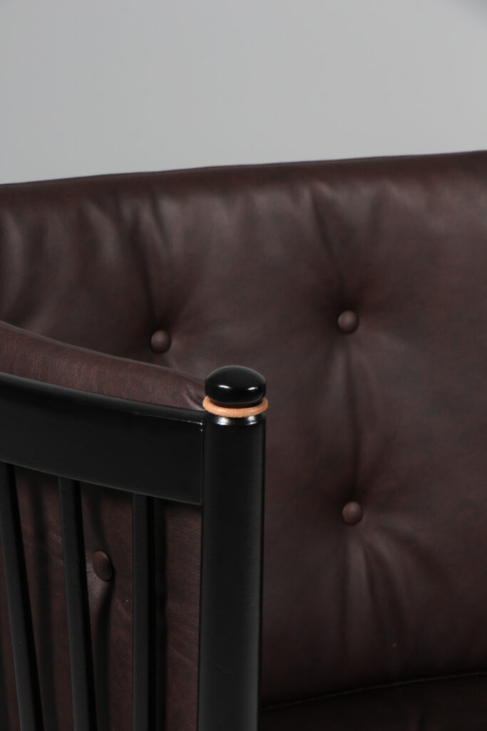 Børge Mogensen Tremmesofa sortlakeret stel og anilin læder. Model 1789 - Billede 5