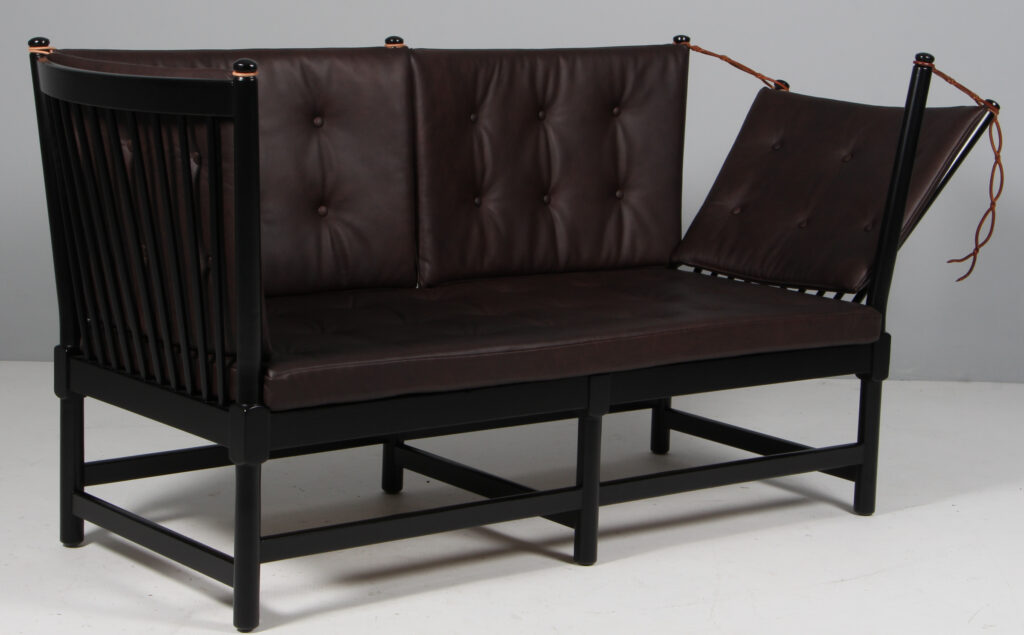 Børge Mogensen Tremmesofa sortlakeret stel og anilin læder. Model 1789 - Billede 4