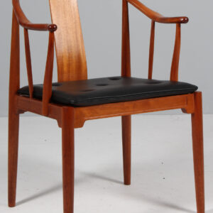 Hans J. Wegner Kina stol af mahogni, hynde af elegance anilin læder