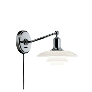 Poul Henningsen væglampe af opalglas og krom. Model 2/1. Ubrugt original emballage