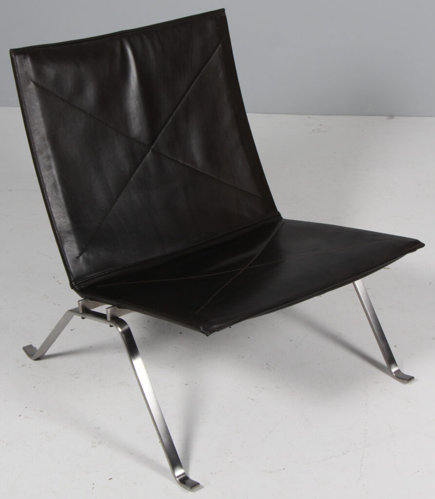 Poul Kjærholm lænestol, Original betrukket med sort elegance anilin læder, model PK22 - Billede 2