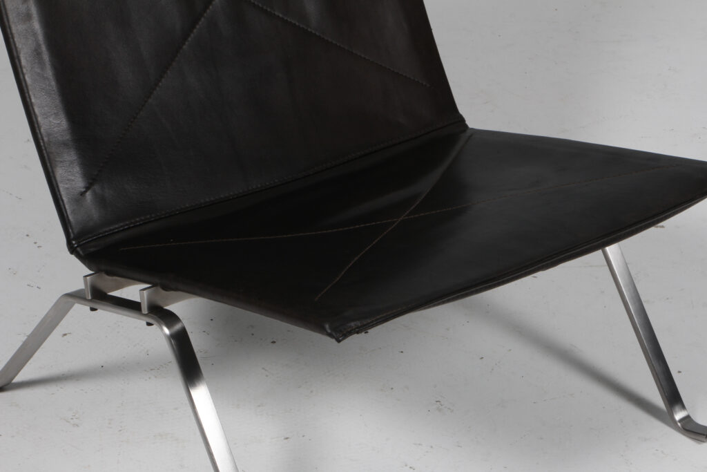 Poul Kjærholm lænestol, Original betrukket med sort elegance anilin læder, model PK22 - Billede 7