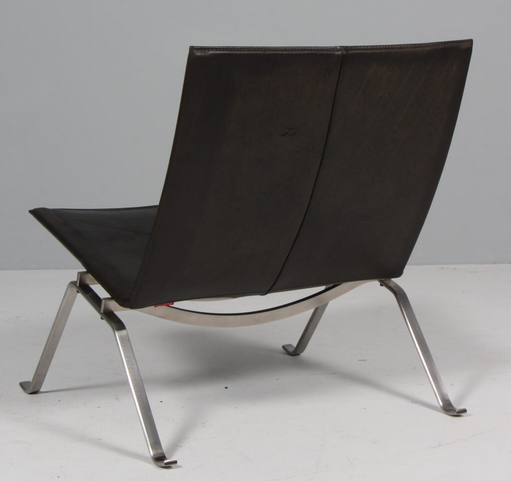 Poul Kjærholm lænestol, Original betrukket med sort elegance anilin læder, model PK22 - Billede 4
