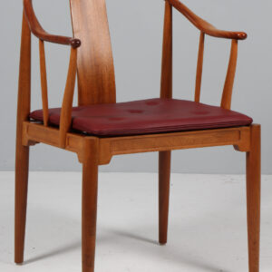 Hans J. Wegner Kina stol af mahogni, hynde af elegance anilin læder