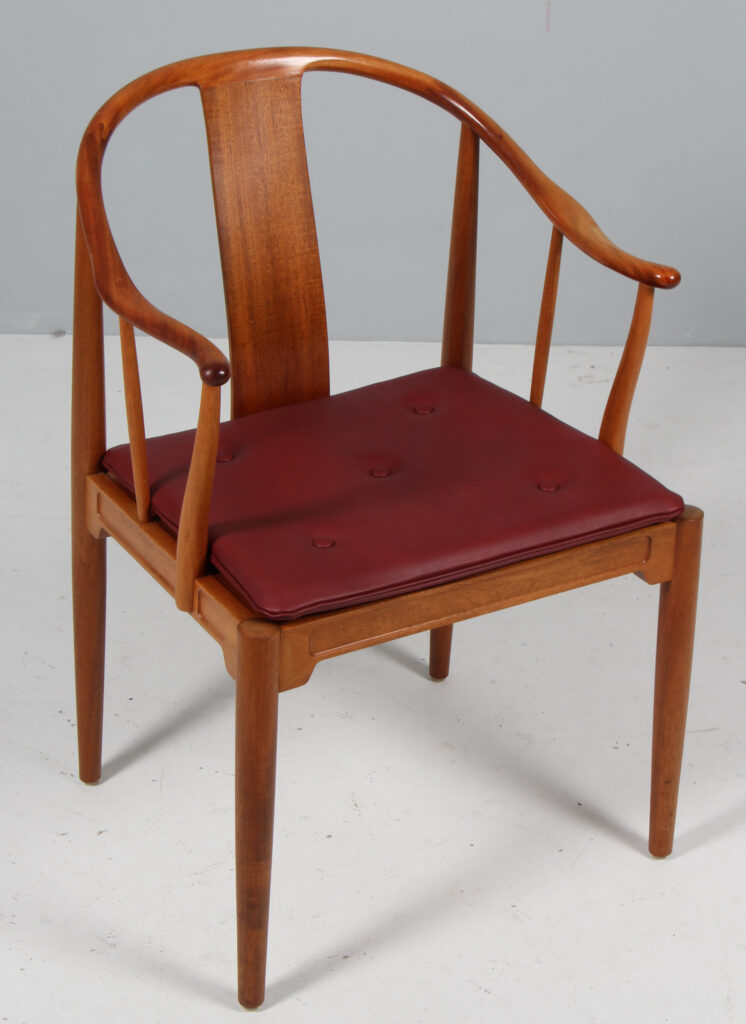 Hans J. Wegner Kina stol af mahogni, hynde af elegance anilin læder - Billede 2