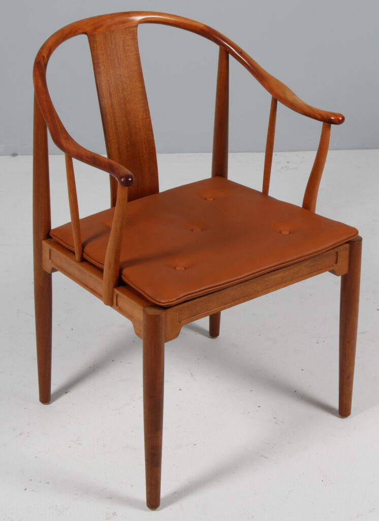 Hans J. Wegner Kina stol af mahogni, hynde af elegance anilin læder - Billede 2