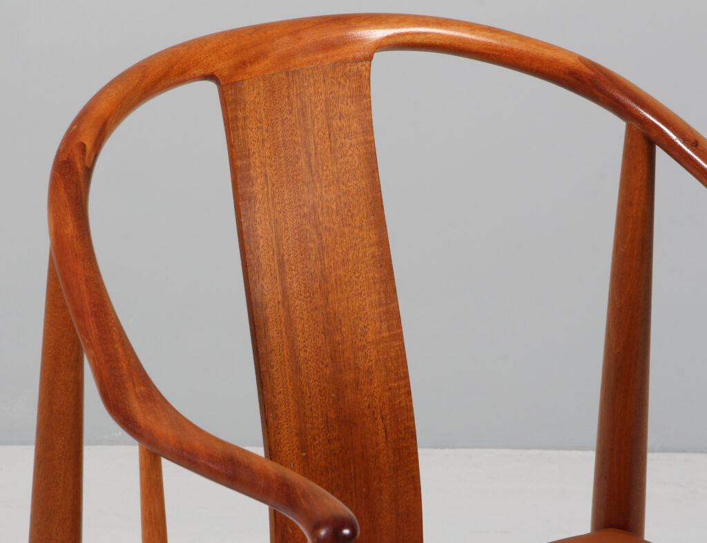 Hans J. Wegner Kina stol af mahogni, hynde af elegance anilin læder - Billede 7