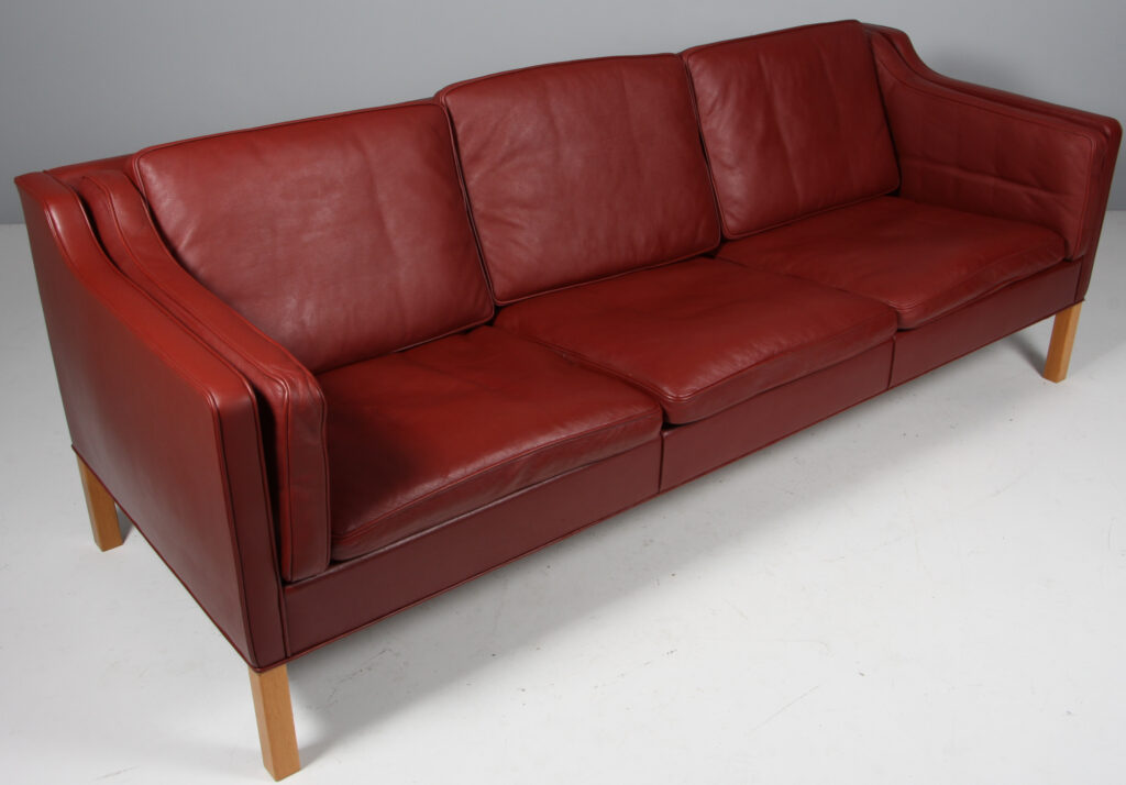 Børge Mogensen. Fritstående trepers. sofa, model 2213. Original betrukket - Billede 2
