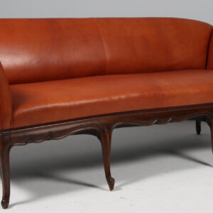 Frits Henningsen tre personers sofa mahogni og anilin læder. 1930'erne